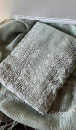 Load image into Gallery viewer, Women's Lakhnavi Handcrafted Mul Chanderi Unstitched Kurta And Dupatta Set - HONC0298042