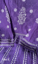 Load image into Gallery viewer, Women's Lakhnavi Handcrafted Mul Chanderi Chikankari Kurta, Dupatta ,Matching Slip And Pant Set - HONC0249449