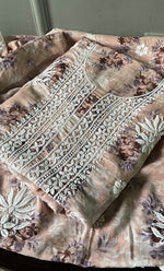 Load image into Gallery viewer, Women's Lakhnavi Handcrafted Cotton Chikankari Kurta And Kurta Dupatta Set - HONC0312683