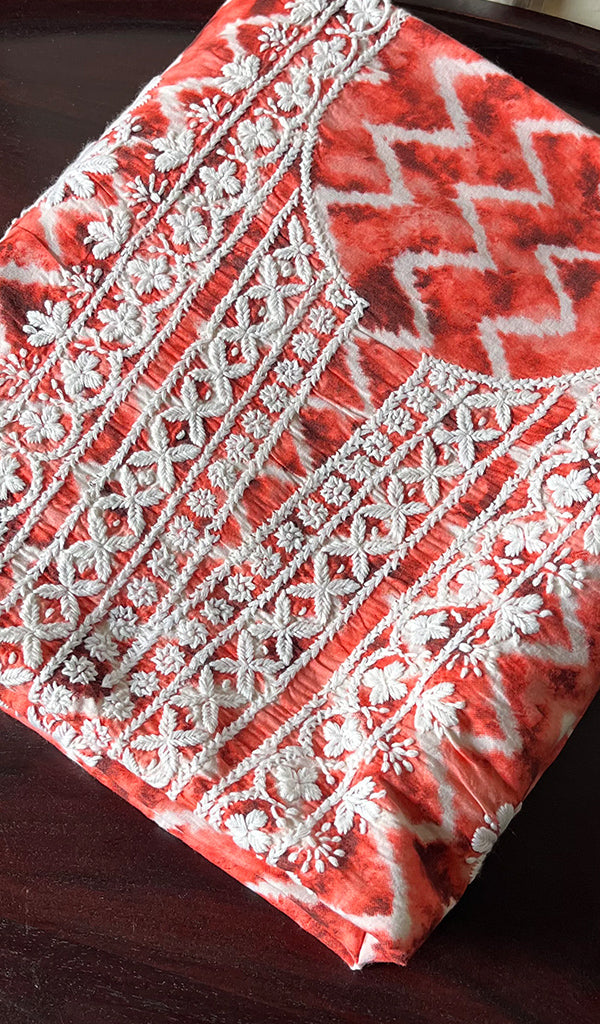 Women's Lakhnavi Handcrafted Cotton Chikankari Unstitched Kurti Fabric - HONC0268845