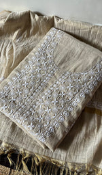 Load image into Gallery viewer, Women's Lakhnavi Handcrafted Tissue Chanderi Unstitched Kurta And Dupatta Set - HONC0282350