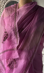 将图像加载到图库查看器中, Women's Lucknowi Handcrafted Pure Organza Silk Chikankari Saree - HONC0321773