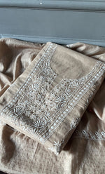 将图像加载到图库查看器中, Women's Lakhnavi Handcrafted Mul Chanderi Unstitched Kurta And Dupatta Set - HONC0284726