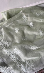 Load image into Gallery viewer, Women's Lakhnavi Handcrafted Organza Chikankari Unstitched Full Suit Material - HONC0258373