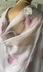 Load image into Gallery viewer, Women's Lucknowi Handcrafted Pure Organza Silk Chikankari Saree - HONC0294653