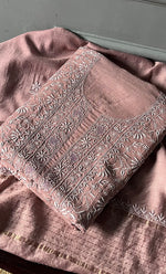 Load image into Gallery viewer, Women's Lakhnavi Handcrafted Munga Silk Chikankari Kurta And Dupatta Set- HONC0285378