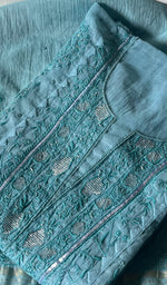 Load image into Gallery viewer, Women's Lakhnavi Handcrafted Mul Chanderi Semi - Stitched Kurta And Dupatta Set - HONC0296164