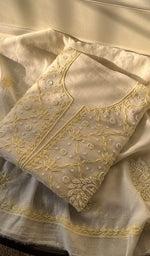Load image into Gallery viewer, Women's Lakhnavi Handcrafted Mul Chanderi Unstitched Kurta And Dupatta Set - HONC0295587
