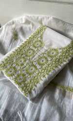 Load image into Gallery viewer, Women's Lakhnavi Handcrafted Mul Chanderi Unstitched Kurta And Dupatta Set - HONC0317069