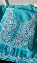 将图像加载到图库查看器中, Women's Lucknowi Handcrafted Faux-Georgette Chikankari Suit Material - HONC0263007