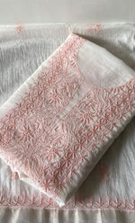 将图像加载到图库查看器中, Women's Lakhnavi Handcrafted Mul Chanderi UnStitched Kurta And Dupatta Set - HONC0314674