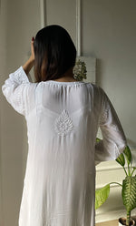 Load image into Gallery viewer, Women's Lucknowi Handcrafted Modal Cotton Chikankari Anarkali Dress - HONC0303892