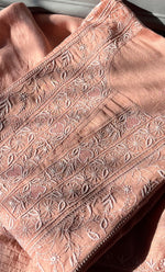 Load image into Gallery viewer, Women's Lakhnavi Handcrafted Munga Silk Semi - Stitched Chikankari Kurta And Dupatta Set- HONC0266160