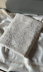 Load image into Gallery viewer, Women's Lakhnavi Handcrafted Maheshwari Mul Chanderi Unstitched Kurta And Dupatta Set- HONC0276233