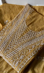 Load image into Gallery viewer, Women's Lakhnavi Handcrafted Mul Chanderi Semi - stitched Kurta And Dupatta Set- HONC0284742