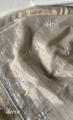 Load image into Gallery viewer, Women's Lakhnavi Handcrafted Tissue Chanderi Unstitched Chikankari Kurta And Dupatta Set - HONC0339370