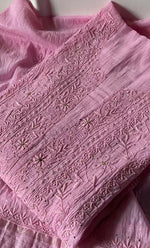 Load image into Gallery viewer, Women's Lakhnavi Handcrafted Mul Chanderi Semi - Stitched Kurta And Dupatta Set- HONC0286656