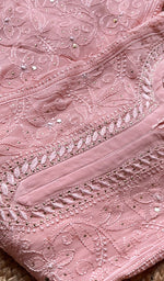 Load image into Gallery viewer, Women's Lakhnavi Handcrafted Viscose Georgette Chikankari Kurti- HONC0221788