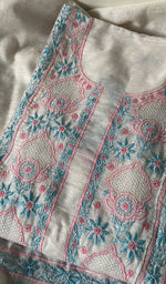 Load image into Gallery viewer, Women's Lakhnavi Handcrafted Linen Cotton Semi -Stitched Kurta And Dupatta Set - HONC0269955