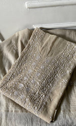 Load image into Gallery viewer, Hana Women's Lakhnavi Handcrafted Mul Chanderi Semi - Stitched Kurta And Dupatta Set - HONC0295395