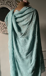 将图像加载到图库查看器中, Women's Lakhnavi Handcrafted Viscose Georgette Chikankari Saree - HONC0297220