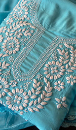 将图像加载到图库查看器中, Women's Lakhnavi Handcrafted Modal Cotton Chikankari Suit Material - HONC0275952