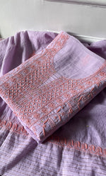 Load image into Gallery viewer, Women's Lakhnavi Handcrafted Mul Chanderi Unstitched Kurta And Dupatta Set - HONC0273558