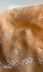 将图像加载到图库查看器中, Women's Lakhnavi Handcrafted Pure Organza Chikankari Unstitched Kurta And Dupatta Set- HONC0307946