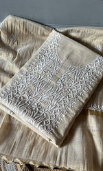 将图像加载到图库查看器中, Women's Lakhnavi Handcrafted Tissue Chanderi Unstitched Kurta And Dupatta Set - HONC0284688