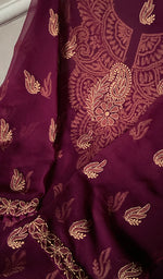 Load image into Gallery viewer, Alia Women's Lakhnavi Handcrafted Faux-Georgette Chikankari Semi-Stiched Suit Material - HONC0239597