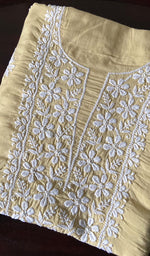 将图像加载到图库查看器中, Simran Women's Lakhnavi Handcrafted Modal Cotton Chikankari Unstitched Kurti Fabric - HONC0261078