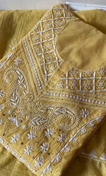 Load image into Gallery viewer, Women's Lakhnavi Handcrafted Mul Chanderi Semi - stitched Kurta And Dupatta Set- HONC0282417