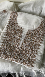 Load image into Gallery viewer, Women's Lakhnavi Handcrafted Mul Chanderi Unstitched Kurta And Dupatta Set - HONC0253436