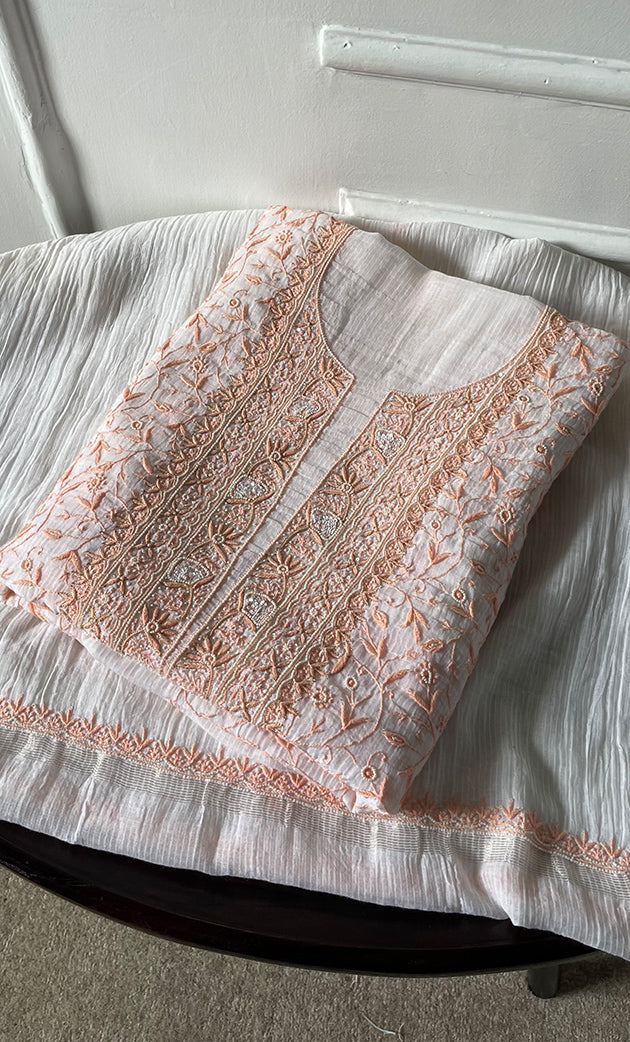 Women's Lakhnavi Handcrafted Maheshwari Mul Chanderi Kurta And Dupatta Set - HONC0312964