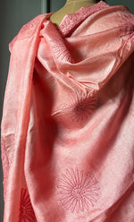 Load image into Gallery viewer, Women's Lakhnavi Handcrafted Tussar Silk Chikankari Saree - HONC0307372