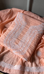 Load image into Gallery viewer, Alishba Women's Lucknowi Handcrafted Kota Cotton Chikankari Unstitched Kurta And Dupatta Set - HONC0312647