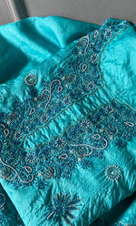 Load image into Gallery viewer, Women's Lakhnavi Handcrafted Tussar Silk Chikankari Kurta And Dupatta Set - HONC0245856