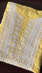 将图像加载到图库查看器中, Simran Women's Lakhnavi Handcrafted Modal Cotton Chikankari Unstitched Kurti Fabric - HONC0261059