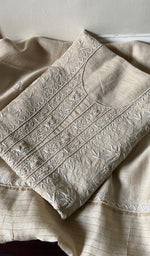 Load image into Gallery viewer, Women's Lakhnavi Handcrafted Munga Silk Chikankari Kurta And Dupatta Set- HONC0273583