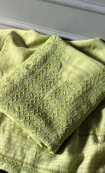 Load image into Gallery viewer, Women's Lakhnavi Handcrafted Munga Silk Chikankari Kurta And Dupatta Set- HONC0278846