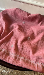 将图像加载到图库查看器中, Women's Lakhnavi Handcrafted Tissue Chanderi Semi - Stitched Kurta And Dupatta Set - HONC0267045