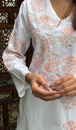 Load image into Gallery viewer, Women's Lucknowi Handcrafted Cotton Chikankari Kurti - HONC0276956