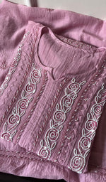 Load image into Gallery viewer, Aaliyah Women's Lakhnavi Handcrafted Mul Chanderi Semi - Stitched Kurta And Dupatta Set - HONC0253630