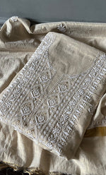 将图像加载到图库查看器中, Women's Lakhnavi Handcrafted Tissue Chanderi Unstitched Kurta And Dupatta Set - HONC0267164