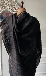 Load image into Gallery viewer, Women's Lakhnavi Handcrafted Chanderi Silk Chikankari Saree - HONC0340413