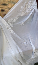 Load image into Gallery viewer, Women's Lakhnavi Handcrafted Viscose Georgette Chikankari Saree - HONC0208447