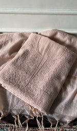 Load image into Gallery viewer, Women's Lakhnavi Handcrafted Mul Chanderi Unstitched Chikankari Full Suit Material - HONC0345055