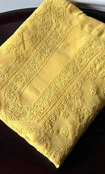 将图像加载到图库查看器中, Lucknowi Handcrafted Viscose Georgette Chikankari Unstitched Men's Kurta Fabric - HONC0282441`