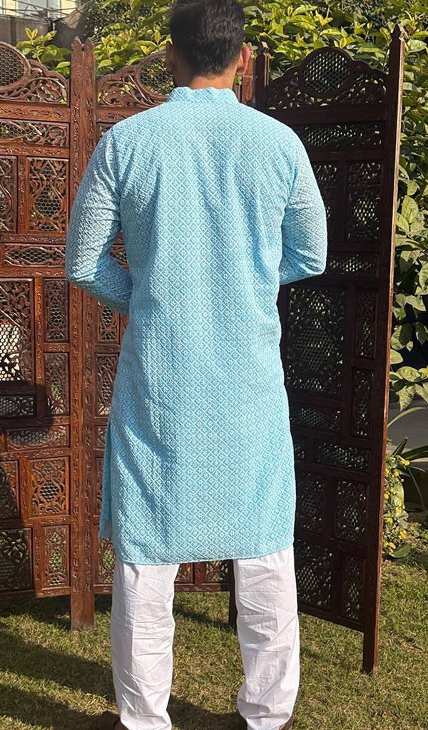 Men's Faux-Georgette Hakoba Kurta - HONC0266677