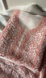 将图像加载到图库查看器中, Women's Lakhnavi Handcrafted Pure Organza Chikankari Unstitched Kurta And Dupatta Set - HONC0270716